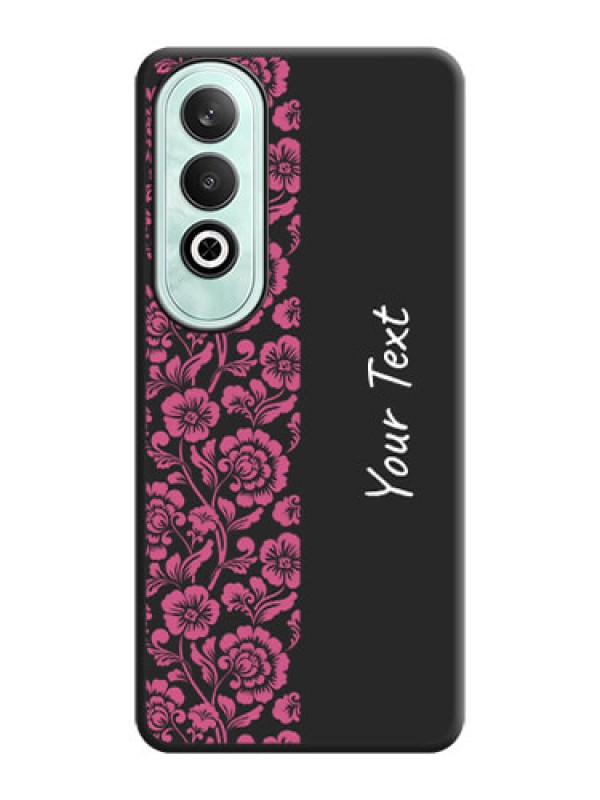 Custom Pink Floral Pattern Design With Custom Text On Space Black Personalized Soft Matte Phone Covers - OnePlus Nord CE 4