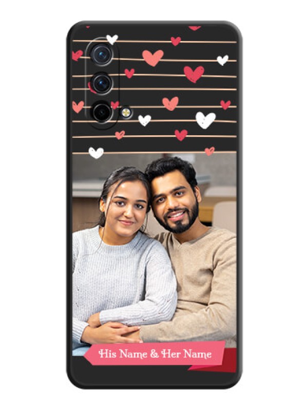 Custom Love Pattern with Name on Pink Ribbon  on Photo on Space Black Soft Matte Back Cover - Oneplus Nord Ce 5G