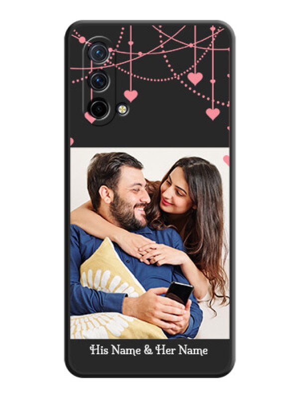 Custom Pink Love Hangings with Text on Space Black Custom Soft Matte Back Cover - Oneplus Nord Ce 5G