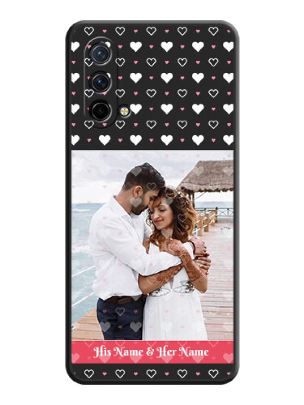 Custom White Color Love Symbols with Text Design on Photo on Space Black Soft Matte Phone Cover - Oneplus Nord Ce 5G