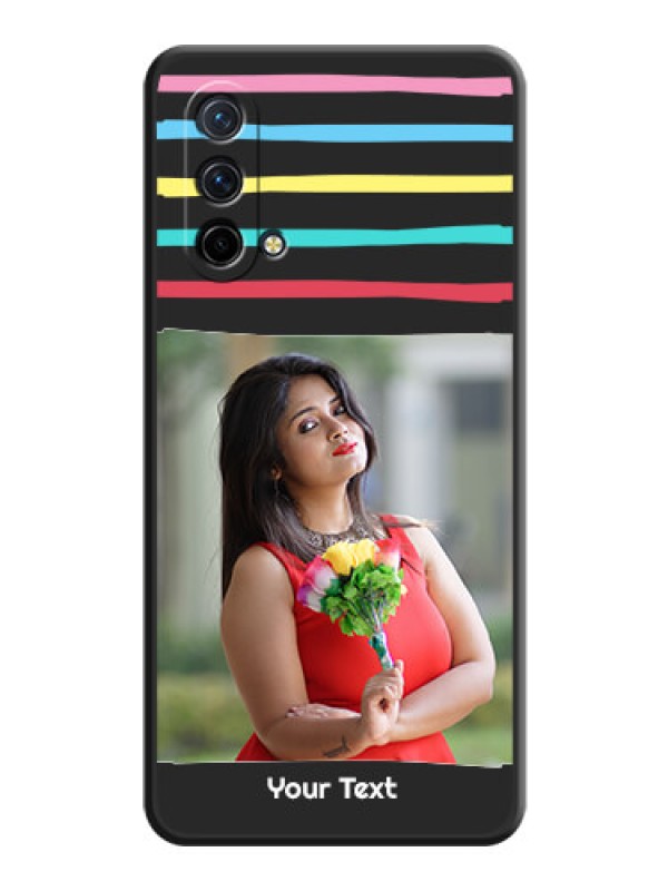 Custom Multicolor Lines with Image on Space Black Personalized Soft Matte Phone Covers - Oneplus Nord Ce 5G