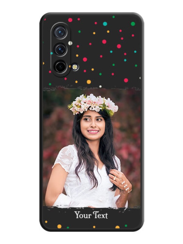 Custom Multicolor Dotted Pattern with Text on Space Black Custom Soft Matte Phone Back Cover - Oneplus Nord Ce 5G