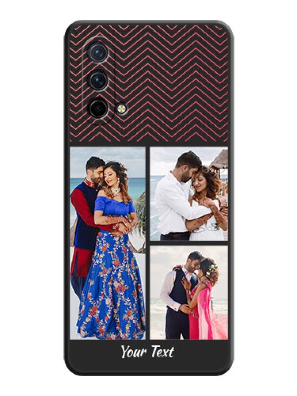 Custom Wave Pattern with 3 Image Holder on Space Black Custom Soft Matte Back Cover - Oneplus Nord Ce 5G