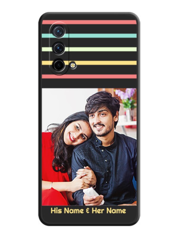 Custom Color Stripes with Photo and Text on Photo on Space Black Soft Matte Mobile Case - Oneplus Nord Ce 5G