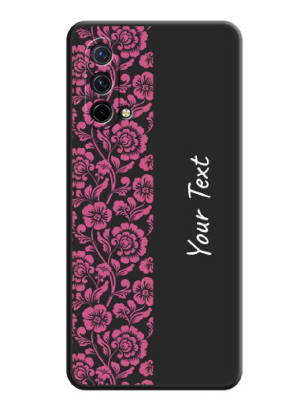 Custom Pink Floral Pattern Design With Custom Text On Space Black Personalized Soft Matte Phone Covers -Oneplus Nord Ce 5G