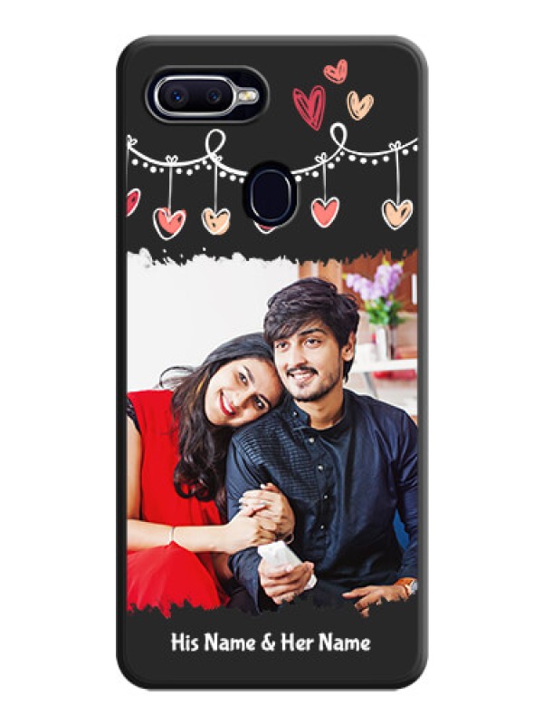 Custom Pink Love Hangings with Name on Space Black Custom Soft Matte Phone Cases - Oppo A12