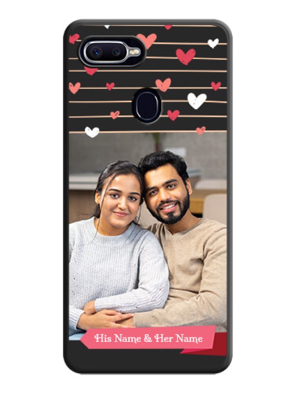 Custom Love Pattern with Name on Pink Ribbon  on Photo on Space Black Soft Matte Back Cover - Oppo A12