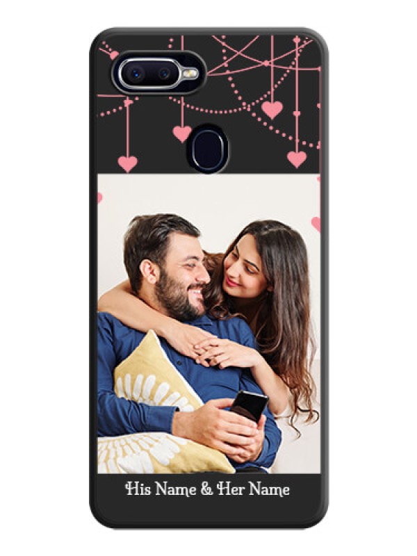 Custom Pink Love Hangings with Text on Space Black Custom Soft Matte Back Cover - Oppo A12