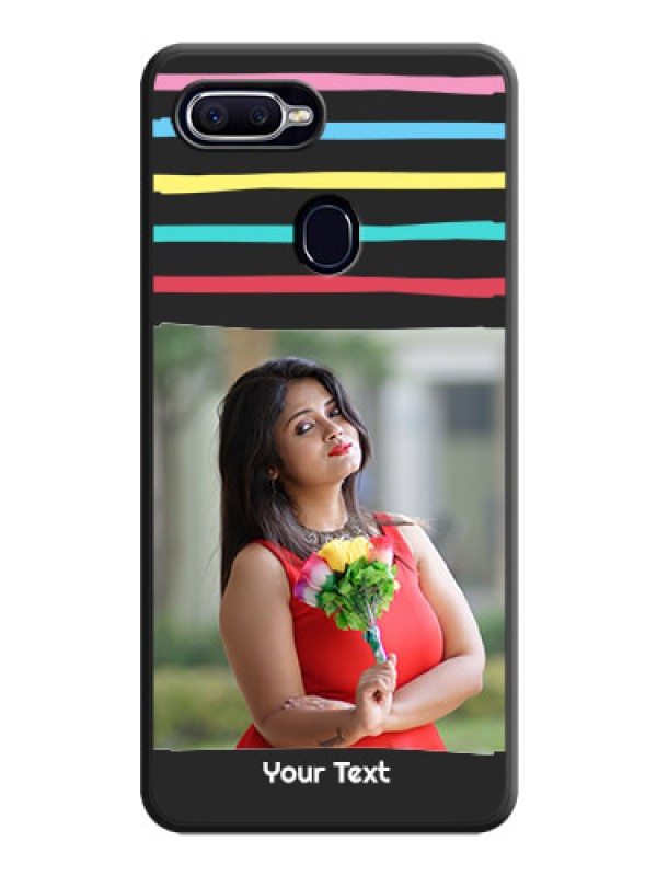 Custom Multicolor Lines with Image on Space Black Personalized Soft Matte Phone Covers - Oppo A12