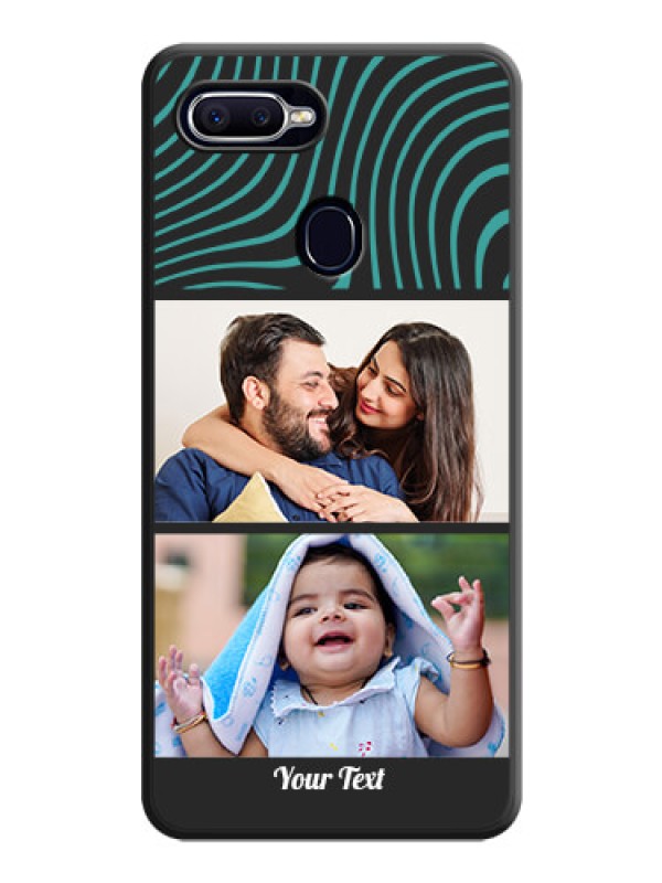 Custom Wave Pattern with 2 Image Holder on Space Black Personalized Soft Matte Phone Covers - Oppo A12