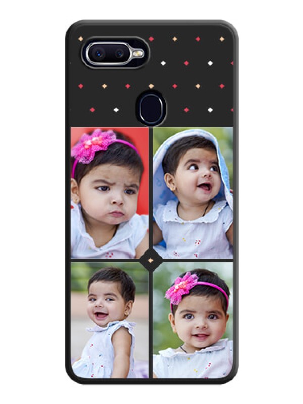 Custom Multicolor Dotted Pattern with 4 Image Holder on Space Black Custom Soft Matte Phone Cases - Oppo A12