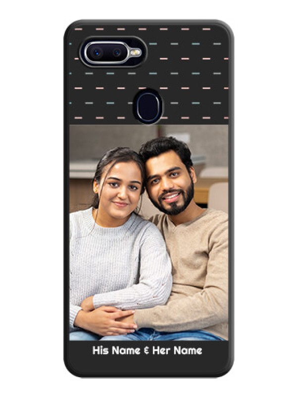 Custom Line Pattern Design with Text on Space Black Custom Soft Matte Phone Back Cover - Oppo A12