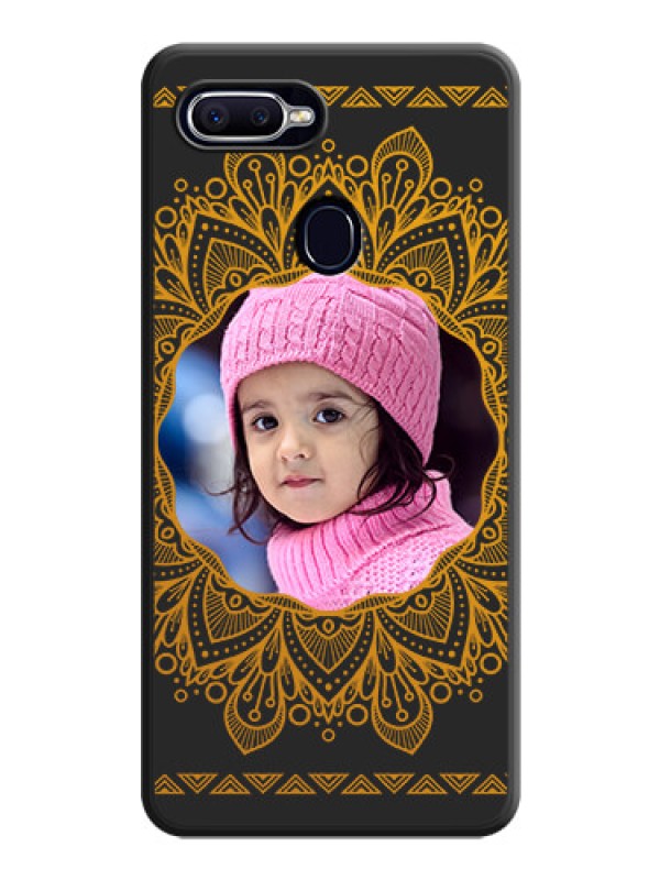 Custom Round Image with Floral Design on Photo on Space Black Soft Matte Mobile Cover - Oppo A12
