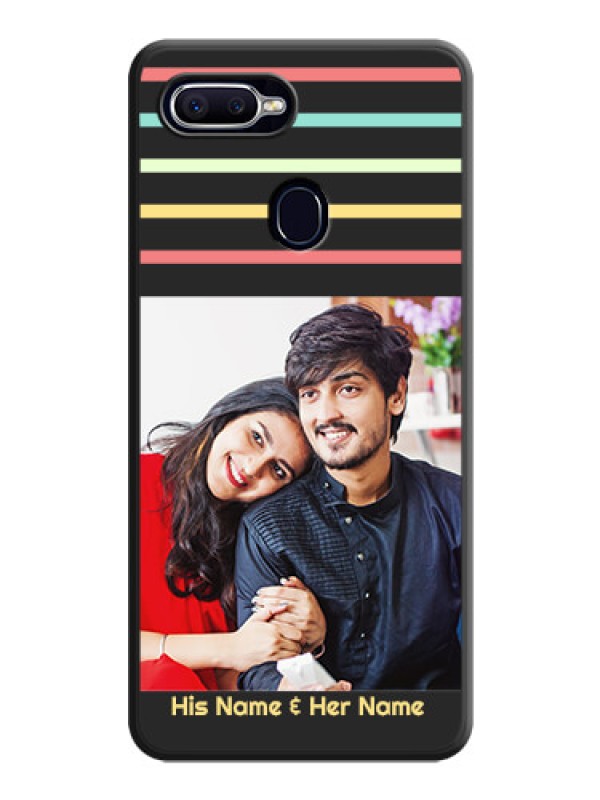 Custom Color Stripes with Photo and Text on Photo on Space Black Soft Matte Mobile Case - Oppo A12