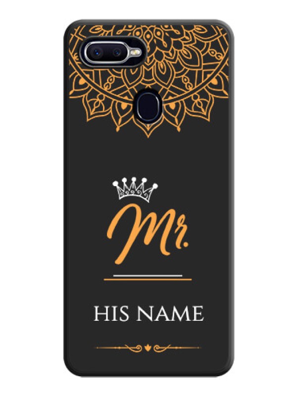 Custom Mr Name with Floral Design  on Personalised Space Black Soft Matte Cases - Oppo A12