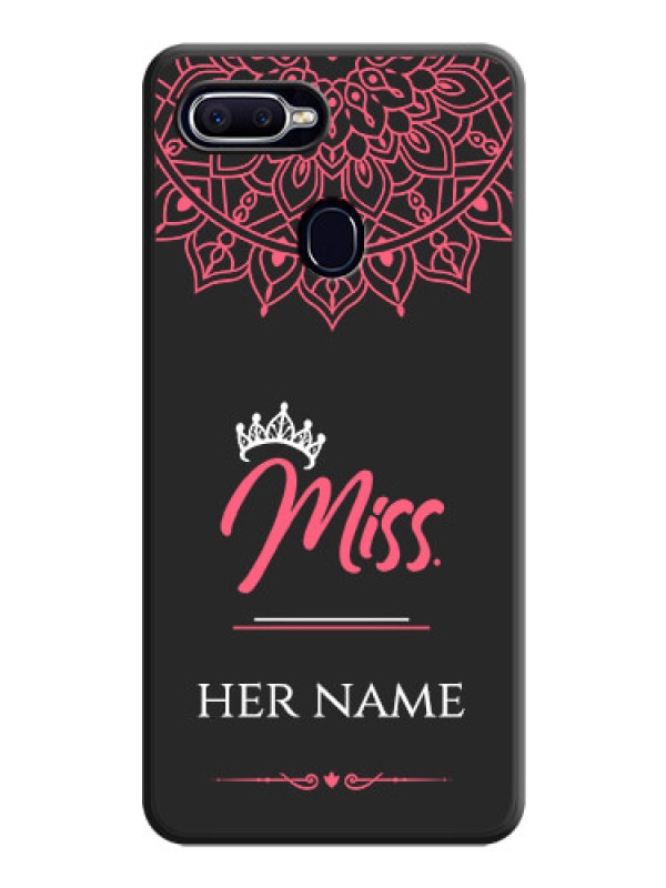 Custom Mrs Name with Floral Design on Space Black Personalized Soft Matte Phone Covers - Oppo A12