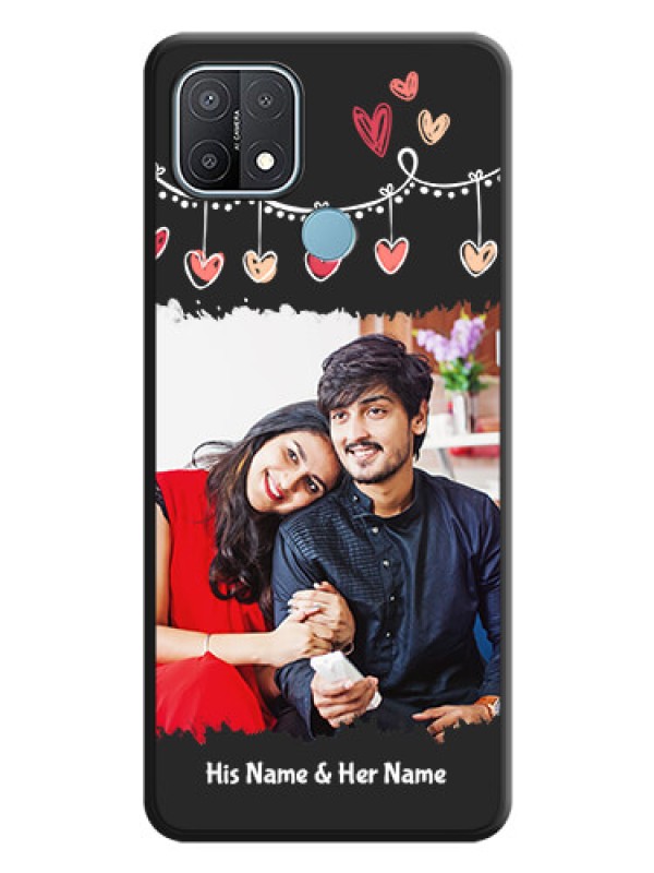 Custom Pink Love Hangings with Name on Space Black Custom Soft Matte Phone Cases - Oppo A15
