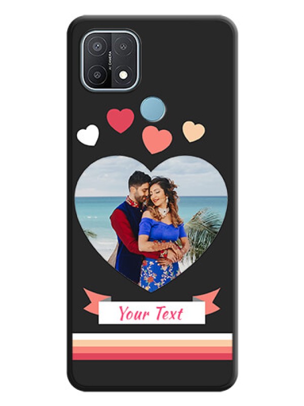 Custom Love Shaped Photo with Colorful Stripes on Personalised Space Black Soft Matte Cases - Oppo A15
