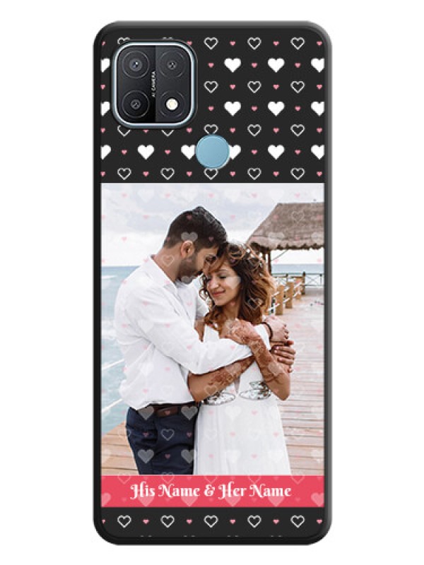 Custom White Color Love Symbols with Text Design on Photo on Space Black Soft Matte Phone Cover - Oppo A15