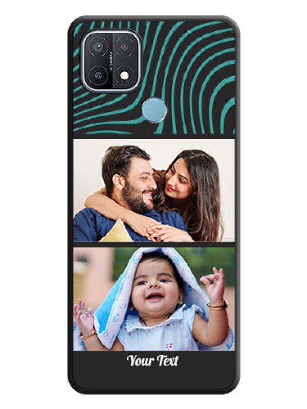Custom Wave Pattern with 2 Image Holder on Space Black Personalized Soft Matte Phone Covers - Oppo A15