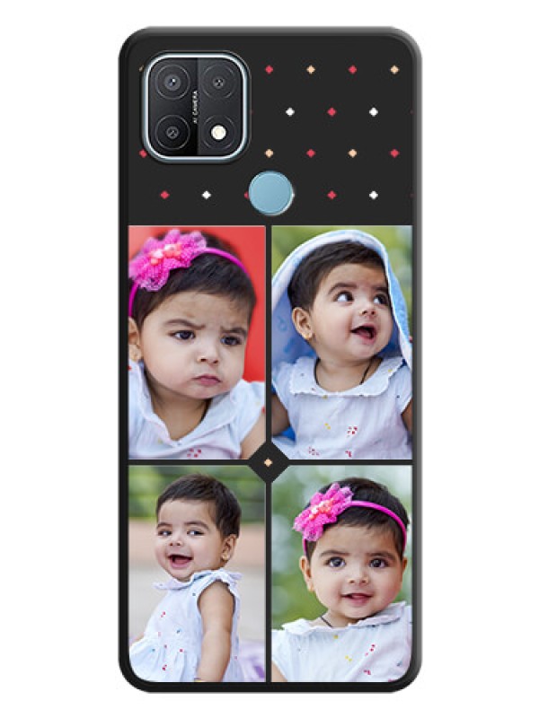 Custom Multicolor Dotted Pattern with 4 Image Holder on Space Black Custom Soft Matte Phone Cases - Oppo A15