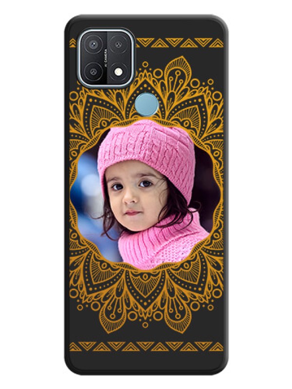 Custom Round Image with Floral Design on Photo on Space Black Soft Matte Mobile Cover - Oppo A15