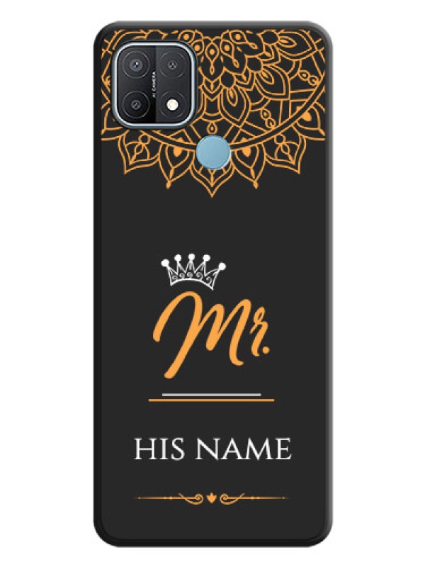 Custom Mr Name with Floral Design on Personalised Space Black Soft Matte Cases - Oppo A15