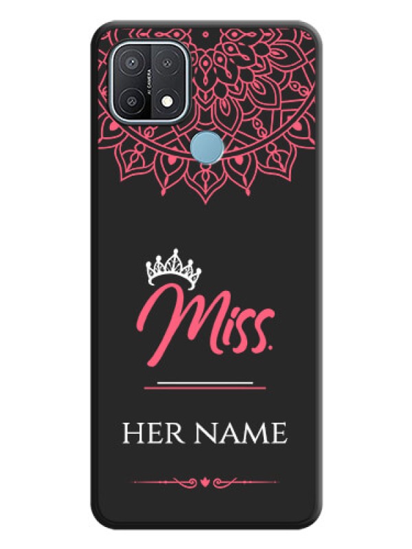 Custom Mrs Name with Floral Design on Space Black Personalized Soft Matte Phone Covers - Oppo A15