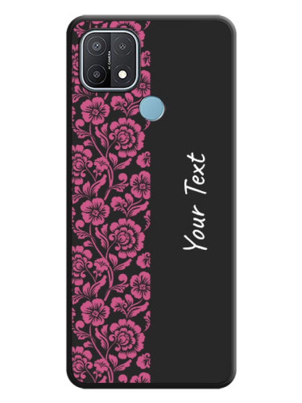 Custom Pink Floral Pattern Design With Custom Text On Space Black Personalized Soft Matte Phone Covers -Oppo A15