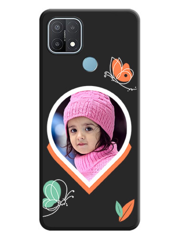 Custom Upload Pic With Simple Butterly Design On Space Black Personalized Soft Matte Phone Covers -Oppo A15