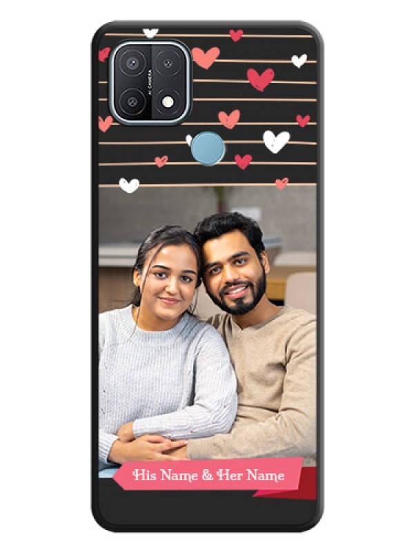Custom Love Pattern with Name on Pink Ribbon on Photo on Space Black Soft Matte Back Cover - Oppo A15s