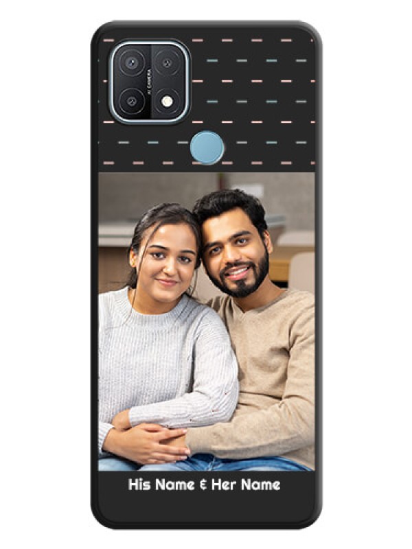 Custom Line Pattern Design with Text on Space Black Custom Soft Matte Phone Back Cover - Oppo A15s
