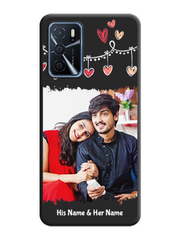 Custom Pink Love Hangings with Name on Space Black Custom Soft Matte Phone Cases - Oppo A16