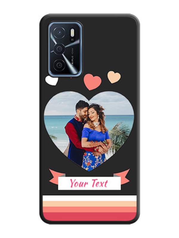 Custom Love Shaped Photo with Colorful Stripes on Personalised Space Black Soft Matte Cases - Oppo A16