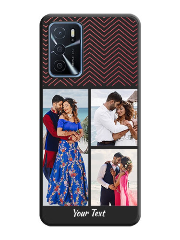 Custom Wave Pattern with 3 Image Holder on Space Black Custom Soft Matte Back Cover - Oppo A16