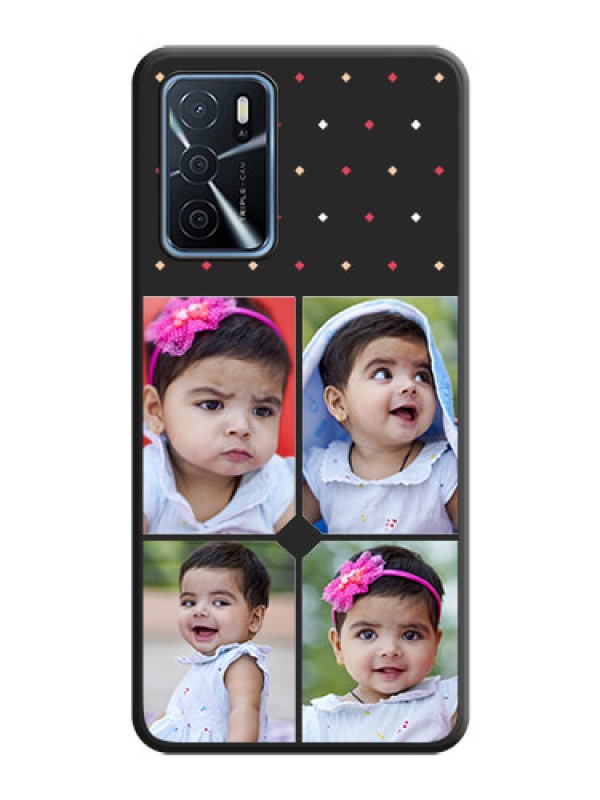 Custom Multicolor Dotted Pattern with 4 Image Holder on Space Black Custom Soft Matte Phone Cases - Oppo A16