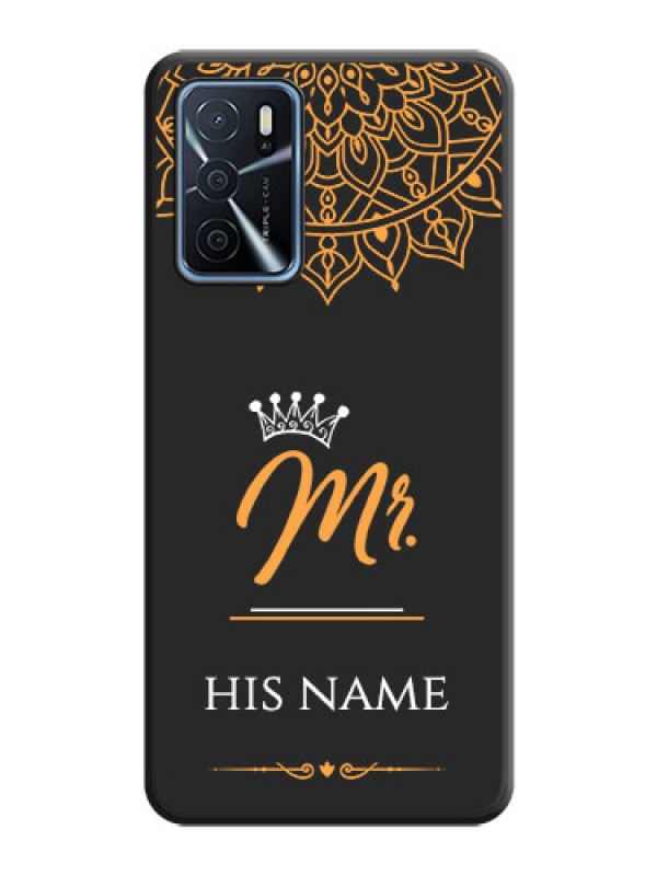 Custom Mr Name with Floral Design  on Personalised Space Black Soft Matte Cases - Oppo A16