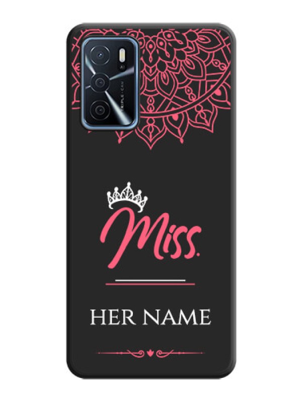Custom Mrs Name with Floral Design on Space Black Personalized Soft Matte Phone Covers - Oppo A16
