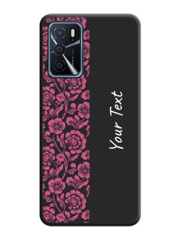 Custom Pink Floral Pattern Design With Custom Text On Space Black Personalized Soft Matte Phone Covers -Oppo A16