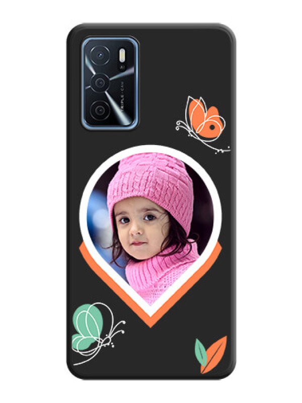 Custom Upload Pic With Simple Butterly Design On Space Black Personalized Soft Matte Phone Covers -Oppo A16