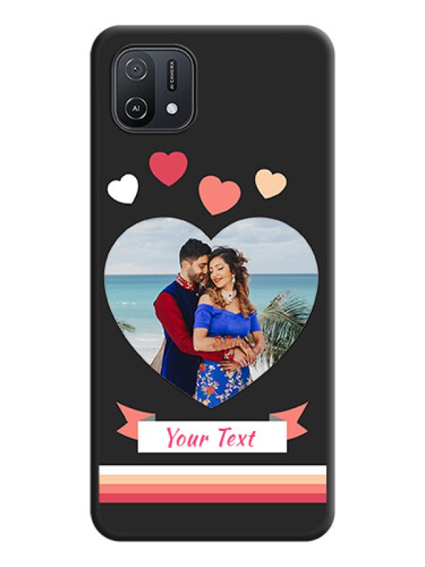 Custom Love Shaped Photo with Colorful Stripes on Personalised Space Black Soft Matte Cases - Oppo A16e