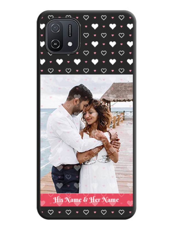 Custom White Color Love Symbols with Text Design on Photo on Space Black Soft Matte Phone Cover - Oppo A16e
