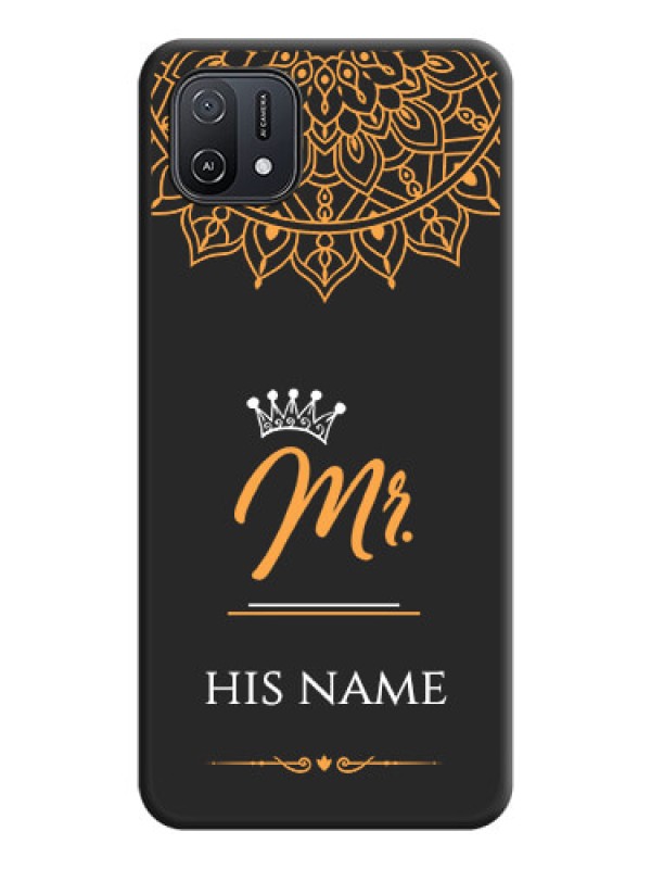 Custom Mr Name with Floral Design  on Personalised Space Black Soft Matte Cases - Oppo A16e