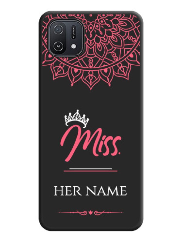 Custom Mrs Name with Floral Design on Space Black Personalized Soft Matte Phone Covers - Oppo A16e
