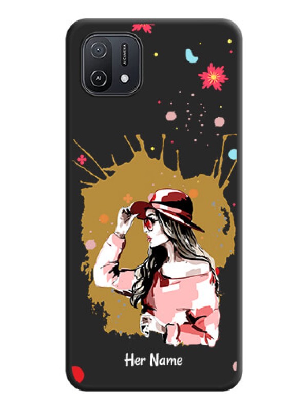 Custom Mordern Lady With Color Splash Background With Custom Text On Space Black Personalized Soft Matte Phone Covers -Oppo A16E