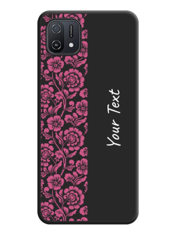Custom Pink Floral Pattern Design With Custom Text On Space Black Personalized Soft Matte Phone Covers -Oppo A16E