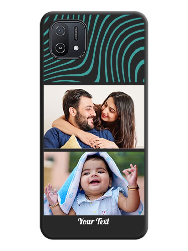 Custom Wave Pattern with 2 Image Holder on Space Black Personalized Soft Matte Phone Covers - Oppo A16K