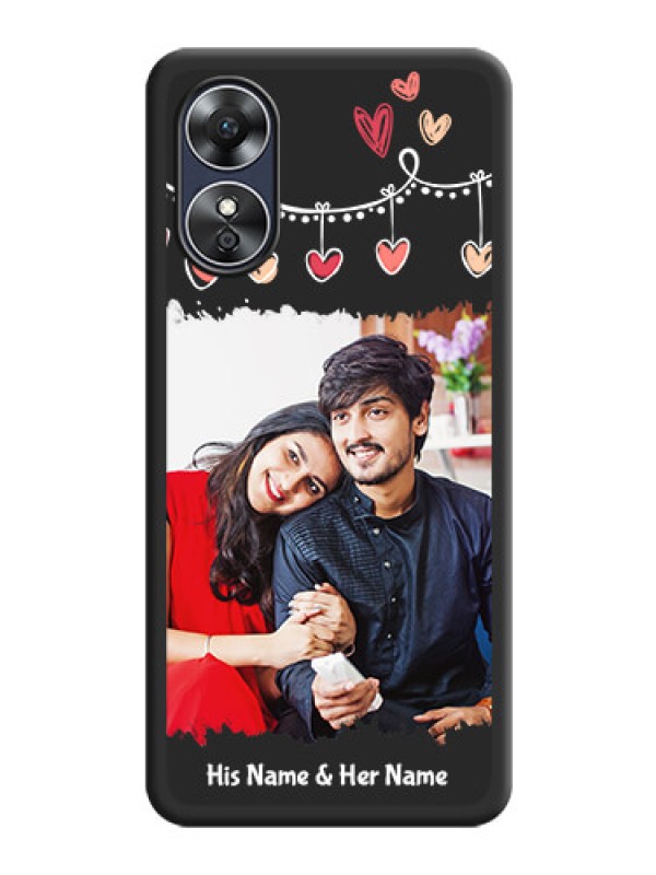 Custom Pink Love Hangings with Name on Space Black Custom Soft Matte Phone Cases - Oppo A17