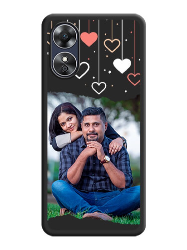 Custom Love Hangings with Splash Wave Picture on Space Black Custom Soft Matte Phone Back Cover - Oppo A17