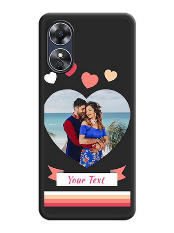 Custom Love Shaped Photo with Colorful Stripes on Personalised Space Black Soft Matte Cases - Oppo A17